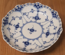 Royal Copenhagen 1023 Blue Fluted Full Lace Footed Compote Candy Dish  7" diam.
