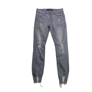 Express Ankle Legging Mid Rise Stretch Jeans Womens Size 4 Long Distressed Gray - Picture 1 of 11