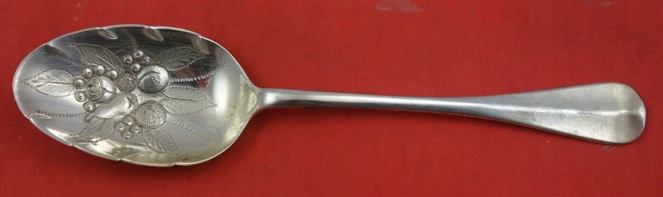 Queen Anne Williamsburg By Stieff Sterling Silver Berry Spoon w/ fruit 8"  - Image 1 of 2