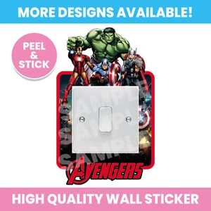 AVENGERS LIGHT SWITCH SURROUND WALL STICKER DECAL KIDS GIRL BOY BEDROOM - Picture 1 of 1