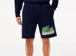 Lacoste Taglia S (Piccola) Pantaloncini Uomo in Pile di Cotone Non Spazzolato Blu Navy - Foto 1 di 10