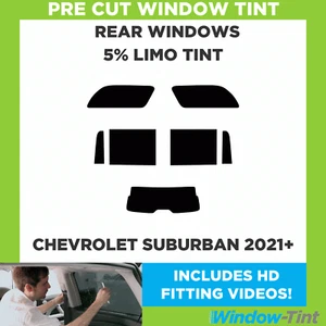 For Chevrolet Suburban 2021+ Pre Cut Window Tint Rear 5% Limo Black Film - Picture 1 of 9