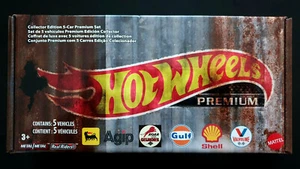 Hot Wheels Pop Culture Premium Diecast Vintage Oil 5 Car Box Set Gulf Oil Shell - Picture 1 of 4