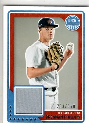 Brennan Phillips 2023 USA Baseball Stars and Stripes USA Materials 233/250 - Image 1 of 3