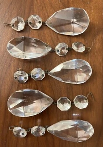 Vintage (15) Prisms 5 PC Set Crystal Teardrop Pendant Faceted 2" - Picture 1 of 11