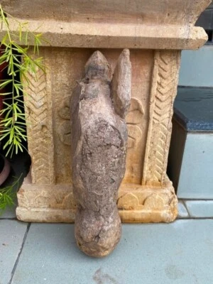 17C Ancient Handcrafted Wooden Carved Wall Mount Horse Head Figurine Statue 12" - Imagem 1 de 4