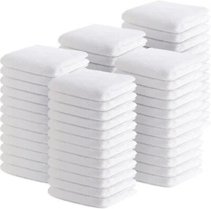 Classic White Wash Cloths - 100 Soft Cotton Towels for All Ages (12x12 Inches) - Picture 1 of 8