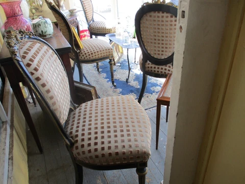 Set Of Four French Louis XVI Style Side Chairs Cover