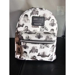 LOUNGEFLY UNIVERSAL MONSTERS MINI BACKPACK NWT DRACULA MUMMY CREATURE WOLFMAN - Picture 1 of 6