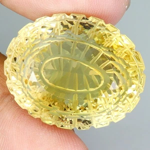 Corte ovalado con talla trasera cuarzo limón natural 65,57 quilates 27x22 mm piedra preciosa enorme - Imagen 1 de 14