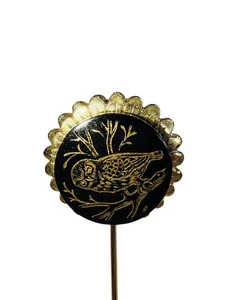 Vintage Eule Design Stecknadel schwarz und gold Label Pin keine Pin Kappe enthalten  - Bild 1 von 7