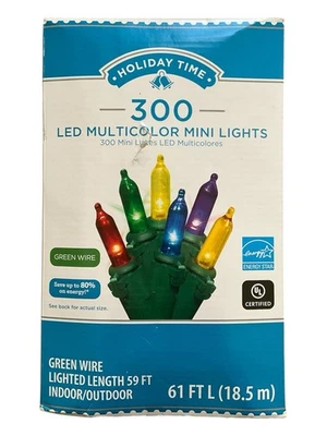 Holiday Time 300 Ct. LED Multicolor Mini Christmas Lights - NOS - 61 ft Strand - Image 1 of 4
