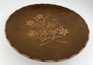 Vtg Cuendet Music Box Lazy Susan Edelweiss Swiss Carved Wood Works Love READ - Picture 1 of 13