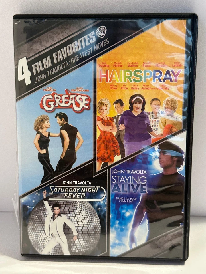 John Travolta 4-Film Set DVD Grease Hairspray Saturday Night Fever Staying Alive - Image 1 of 2