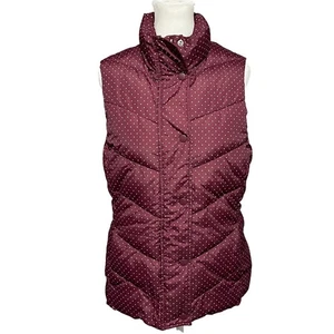 Gap Women's Medium Puffer Vest Burgundy White Polka Dot Sleeveless Layering - Picture 1 of 7