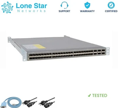 Cisco Nexus N9K-C93180YC-EX 9300 48-Port 1/10G/25G SFP+ Dual AC+Rails - Image 1 of 2