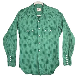 Dall Smith Vintage Western Pearl Snap Loop Collar Shirt Men's Size 15/32 Green - Picture 1 of 23