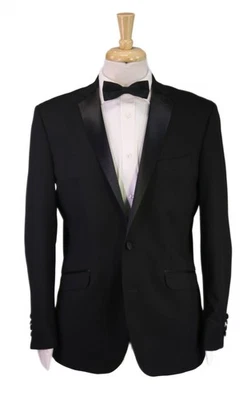 Kenneth Cole Reaction 黑色修身 2-Btn Notch 翻领燕尾服西装外套 40R — 第 1/4 张图片