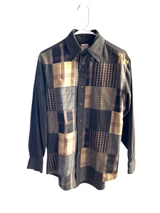 Camisa Brooks Brothers Para Hombres PEQUEÑA Gris Marrón Retazos Franela a Cuadros Algodón Lana - Imagen 1 de 6