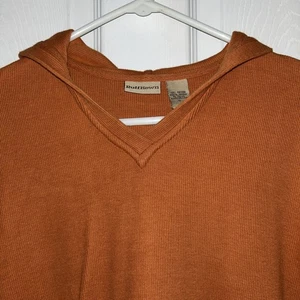 Ruff Hewn Damen XL Pullover Pulli Hoodie V-Ausschnitt Burnt Orange 100% Baumwolle Logo - Bild 1 von 9