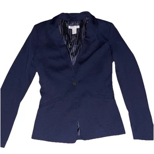 H&M Blazer Jacke Damen Gr. 4 marine wattierte Schultern taillierte Taschen Arbeit Büro - Bild 1 von 12