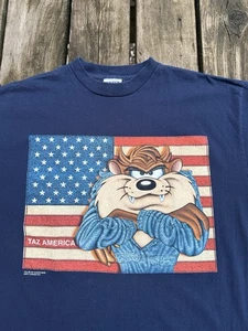 Vintage Taz Looney Tunes T Shirt Men’s XL 90’s Navy Blue - Picture 1 of 3