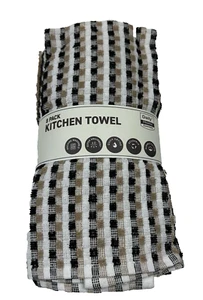 Daily Home Essentials Set of 8 Printed Kitchen Towel 16 X 25 in Tan + White - Picture 1 of 7