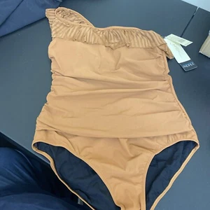 Traje de baño Profile by Gottex con volantes de un hombro color canela talla - 14 - Imagen 1 de 3