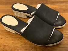 Cole Haan Womens Giselle Espadrille Sandal Mules Black Leather Size 10 with Box