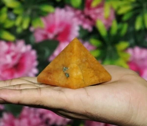 Small 50MM Natural Golden Healer Quartz Metaphysical Meditation Healing Pyramid - Picture 1 of 10