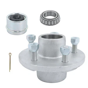 Boat Trailer Hub Kit 3500lb Galvanized 5 Lug 5on4.5" Pre-Greased Bearings W/Cap - Picture 1 of 12