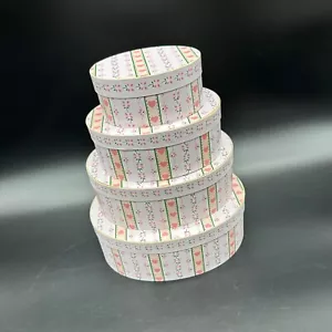 Juego de 4 cajas anidadoras vintage corazón floral rosa blanco madera doblada casa de almacenamiento - Imagen 1 de 11