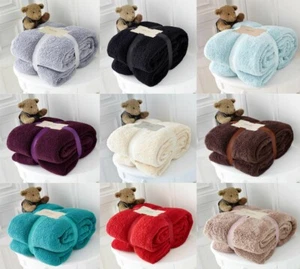 TEDDY BEAR FLEECE THROW OVER BED LARGE BEDSPREAD SOFT CUDDLY WARM SOFA BLANKET - Picture 1 of 12