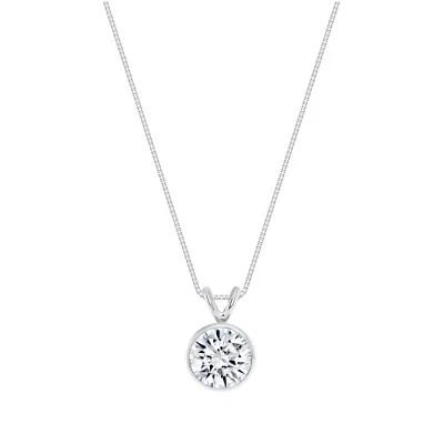 IGI E/VS 1.5 Ct Round Lab Created Grown Diamond Bezel Necklace 14K White Gold - Image 1 of 3