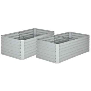 Juego de 2 camas elevadas para jardín, jardineras exteriores de acero galvanizado - Imagen 1 de 11