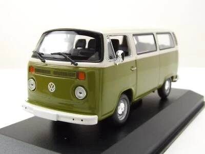 Volkswagen VW T2 B Bus Modellino Auto Maxichamps IN 1:43 Verde-Bianco - Immagine 1 di 3