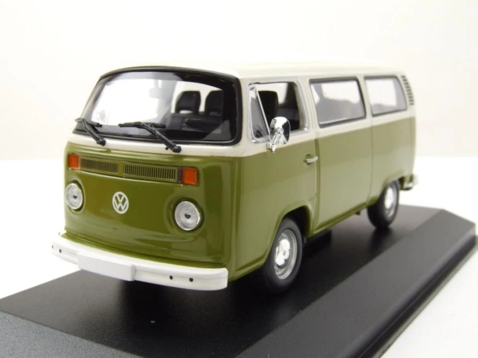Volkswagen VW T2 B Bus Modellino Auto Maxichamps IN 1:43 Verde-Bianco - Immagine 1 di 3