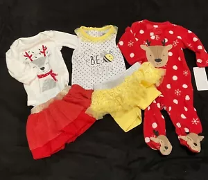 3 to 6 Months Baby Girl Clothes Lot Tutu Footed Pajamas Zip Up Carters New - Picture 1 of 13