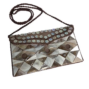 Vintage Mod by Design Mother of Pearl Purse Tile Beaded Hand Bag. - Picture 1 of 12