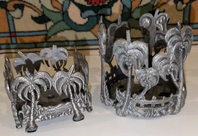 Castiçais de estanho sólido palmeira/suportes de plantas peça central de mesa - Conjunto 2 - Imagem 1 de 4