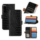 Crocodile Genuine Leather Wallet Case With Stand For Sony Xperia 1/5/10/v/iv/ii
