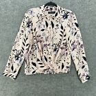 Ivanka Trump Blouse Small S Pink Floral Cropped Wrap Top Long Sleeve Womens