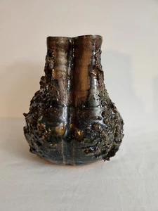 Abstrast Keramik Vase von Barbara Lippert 8" Höhe x 7,5" Breite mehrfarbig - Bild 1 von 7