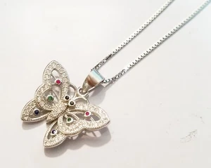 Beautiful Butterfly 925 Sterling Silver zircon pendant necklace - Picture 1 of 6