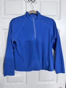 L L Bean Ladies Fleece 1/4 Zip Long Sleeve Pullover Small Blue - Picture 1 of 8