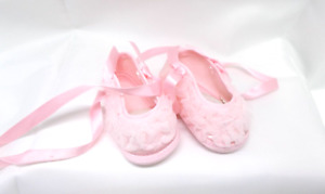 Vtg. Baby Girl Infant Pink Satin Ballerina Slipper Gift 3 months Shoe  Size  1
