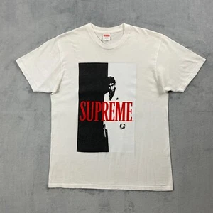 Supreme FW17 SCARFACE SPLIT TEE Men Large White Double-Sided Graphic MOVIE LOGO - Picture 1 of 13