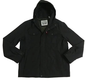Levi's Men's Medium Soft Shell Two Pocket Hooded Trucker Jacket Coat Black - Picture 1 of 12