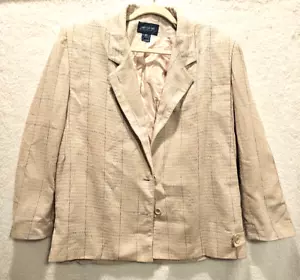 80s Haberdas Her Blazer 13/14 Grey Blue two Button Lined silk blend - Picture 1 of 9
