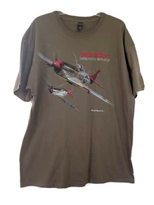 RARE COOL Tuskegee Airmen Red Tails T-Shirt Drab Green XL - Picture 1 of 7